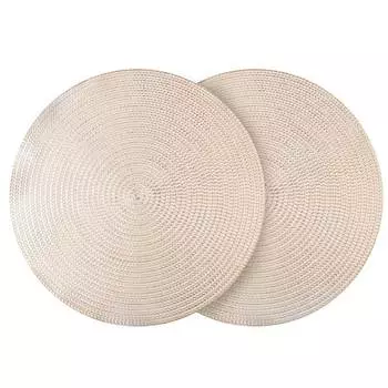 Салфетка под приборы, 38 см, 2 шт, ПВХ, круглая, золотистая, Azhur