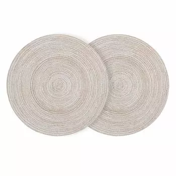 Салфетка под приборы, 38 см, 2 шт, полиэстер, круглая, бежевая, Rotary