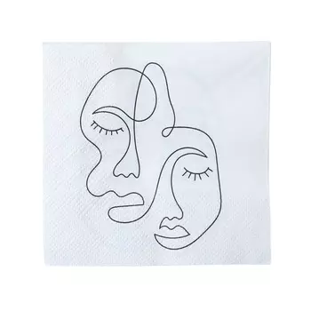 Салфетки бумажные, 21х21 см, 20 шт, белые, Два лица, Face