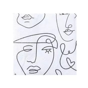 Салфетки бумажные, 21х21 см, 20 шт, белые, Лица, Face