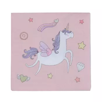 Салфетки бумажные, 21х21 см, 20 шт, розовые, Единороги, Unicorn