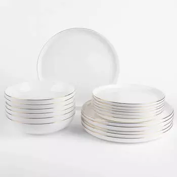 Сервиз обеденный, 6 перс, 18 пр, фарфор F, белый, Ideal gold