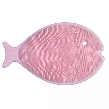 Щетка для очищения лица, 8 см, массажная, на присоске, силикон, розовая, Рыбка, Manny