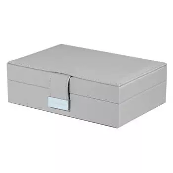 Шкатулка для украшений, 20х15 см, с зеркалом, дерево/искусственная кожа, серая, Premiere one