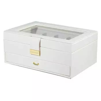 Шкатулка для украшений, 26х18 см, дерево/искусственная кожа, экрю, Premiere