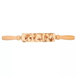 Скалка, 35 см, фигурная, дерево, Цветы