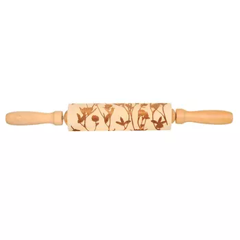 Скалка, 35 см, фигурная, дерево, Цветы