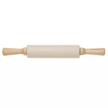 Скалка, 38 см, силикон/дерево, бежевая, Bakery