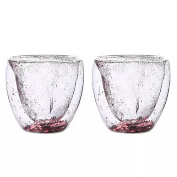 Стакан, 250 мл, 2 шт, стекло Б, с розовыми блестками, Heart, Air sparkly