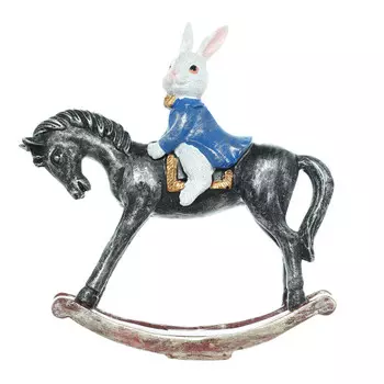 Статуэтка, 13 см, полирезин, Кролик на лошадке, Rabbit