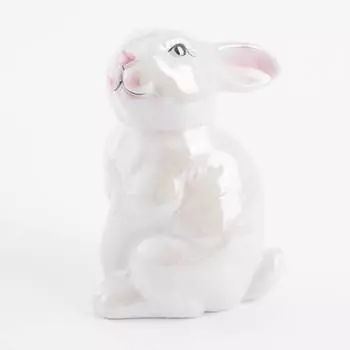 Статуэтка, 16 см, керамика, молочная, перламутр, Кролик, Easter