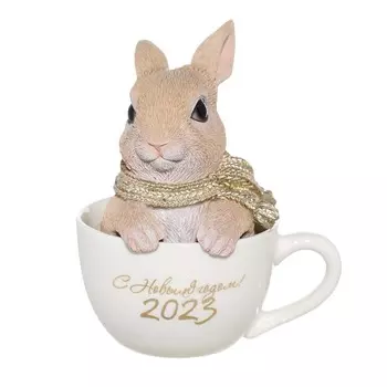 Статуэтка, 16 см, полирезин, Кролик в кружке, Rabbit