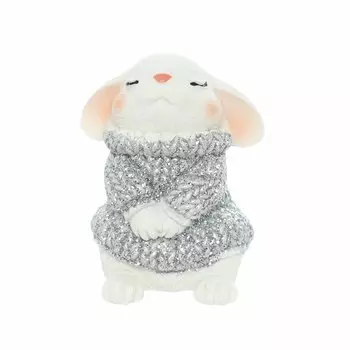 Статуэтка, 5 см, полирезин, Белый кролик в серебристом свитере, Rabbit