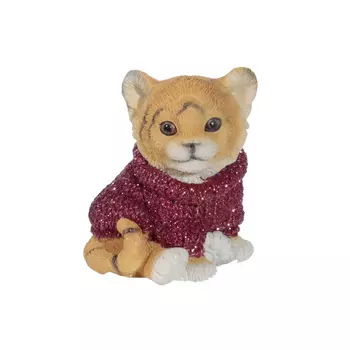 Статуэтка, 5 см, полирезин, Рыжий тигренок в красном свитере, Tiger
