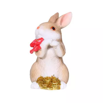 Статуэтка, 7 см, полирезин, Бежевый кролик с монетками, Rabbit