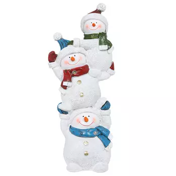 Статуэтка с подсветкой, 30 см, полирезин, Три снеговика, Snowman