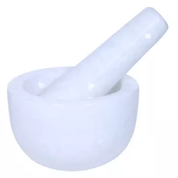 Ступка для специй, 10 см, с пестиком, мрамор, белая, Marble