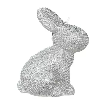 Свеча, 10 см, серебристая, Заяц, Rabbit