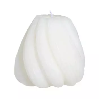 Свеча, 11 см, белая, Изгибы, Ribbed candle