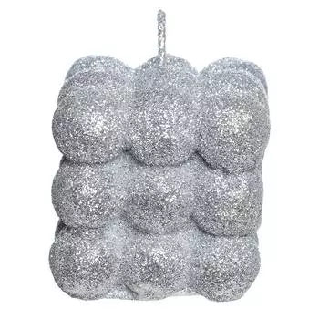 Свеча, 6 см, серебристая, Куб, Metallic glow