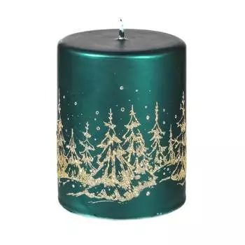 Свеча, 9 см, цилиндрическая, зеленая, Елки, Сolorful glow