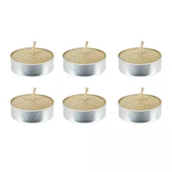 Свеча чайная, 4 см, 6 шт, золотистая, Metallic glow