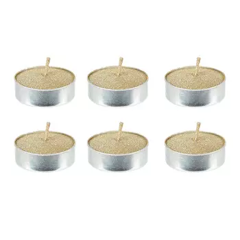 Свеча чайная, 4 см, 6 шт, золотистая, Metallic glow