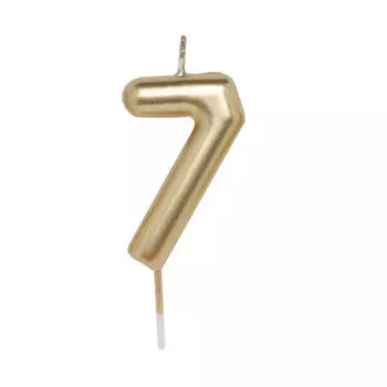 Свеча для торта, 8 см, золотистая, Цифра 7, Birthday party