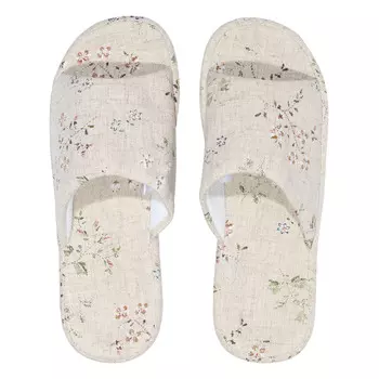 Тапочки женские, р. 37-38, хлопок/полиэстер, персиковые, Цветочный принт, Tinge