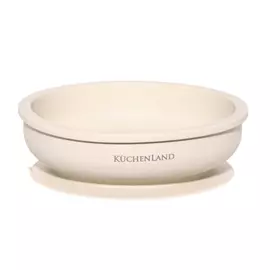 Тарелка детская, 15 см, глубокая, на присоске, силикон, бежевая, Kiddy