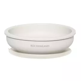 Тарелка детская, 15 см, глубокая, на присоске, силикон, светло-серая, Kiddy