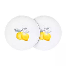 Тарелка закусочная, 21 см, 2 шт, фарфор N, белая, Лимоны на ветке, Sicily