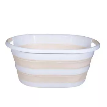 Таз складной, 24 л, овальный, резина/пластик, бежевый, Foldaway