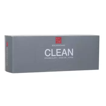 Тряпка для кухни, 22х22 см, 12 шт, микрофибра, белая, Clean