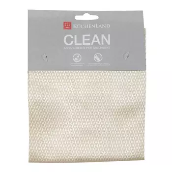 Тряпка для стекла/пластика/зеркал, 35х35 см, микрофибра, Рыбья чешуя, бежевая, Clean