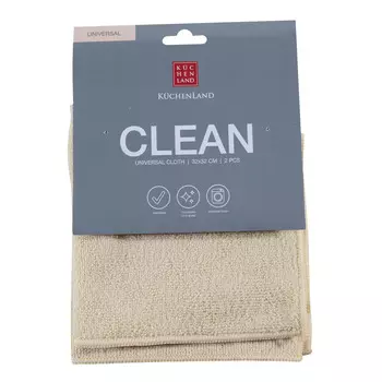 Тряпка для уборки, 32х32 см, 2 шт, микрофибра с ворсом, бежевая, Clean