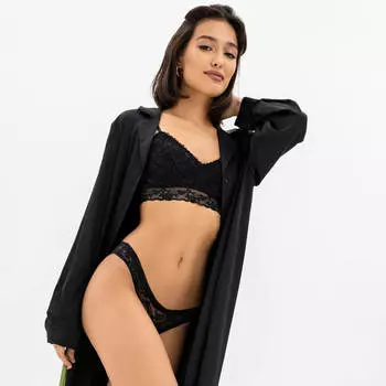 Трусы женские, р. L, кружево, черные, Бразилиана, Lacie