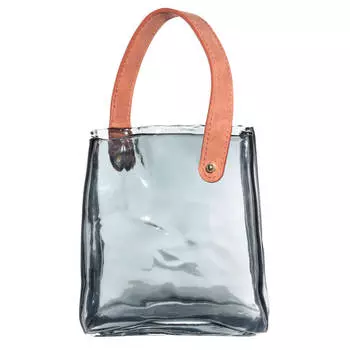 Ваза для цветов, 17 см, декоративная, с ручкой, стекло/полиуретан, серая, Сумка, Crumple color