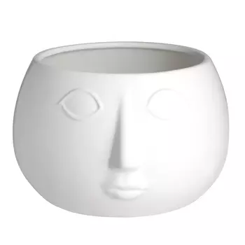 Ваза для цветов, 23 см, декоративная, керамика, белая, Лицо, Face