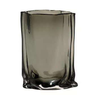 Ваза для цветов, 23 см, стекло, серая, Slalom