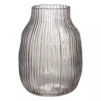 Ваза для цветов, 24 см, стекло, серая, Stripes