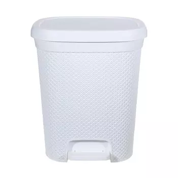 Ведро для мусора, 15 л, с педалью, пластик, белое, Grid