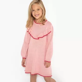 Платье-пуловер с воланом 3-12 лет