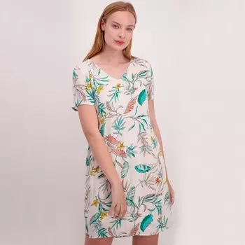 Платье с V-образным вырезом и рисунком пальмы