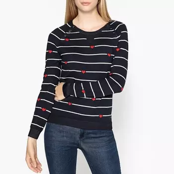 Пуловер с круглым вырезом из тонкого трикотажа