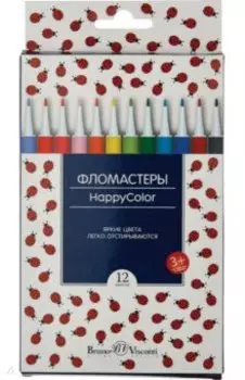 Фломастеры 12 цветов "HAPPYCOLOR" 4 вида (32-0023)