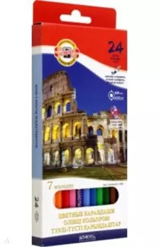 Карандаши цветные 7 World Wonders, 24 цвета
