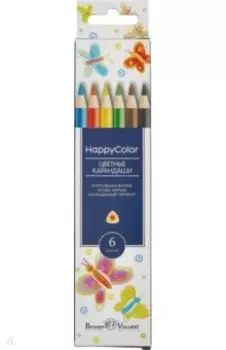 Карандаши цветные HappyColor, 6 цветов, в ассортименте