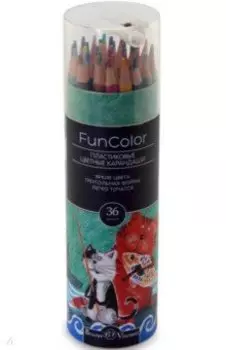 Карандаши цветные пластиковые FunColor, 36 цветов, с точилкой, в ассортименте