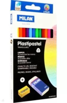 Карандаши цветные Plastipastel, 12 цветов, ластик и точилка